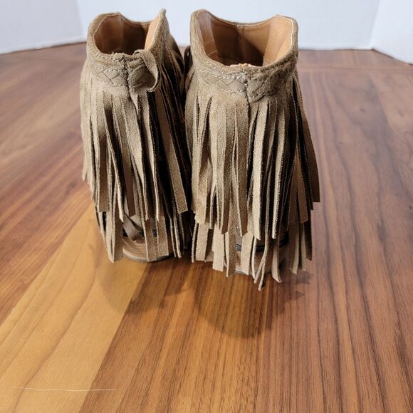 Altar'd State Free Spirit Fringe Women's Size 8 Ankle Booties Brown Tan - Picture 6 of 8